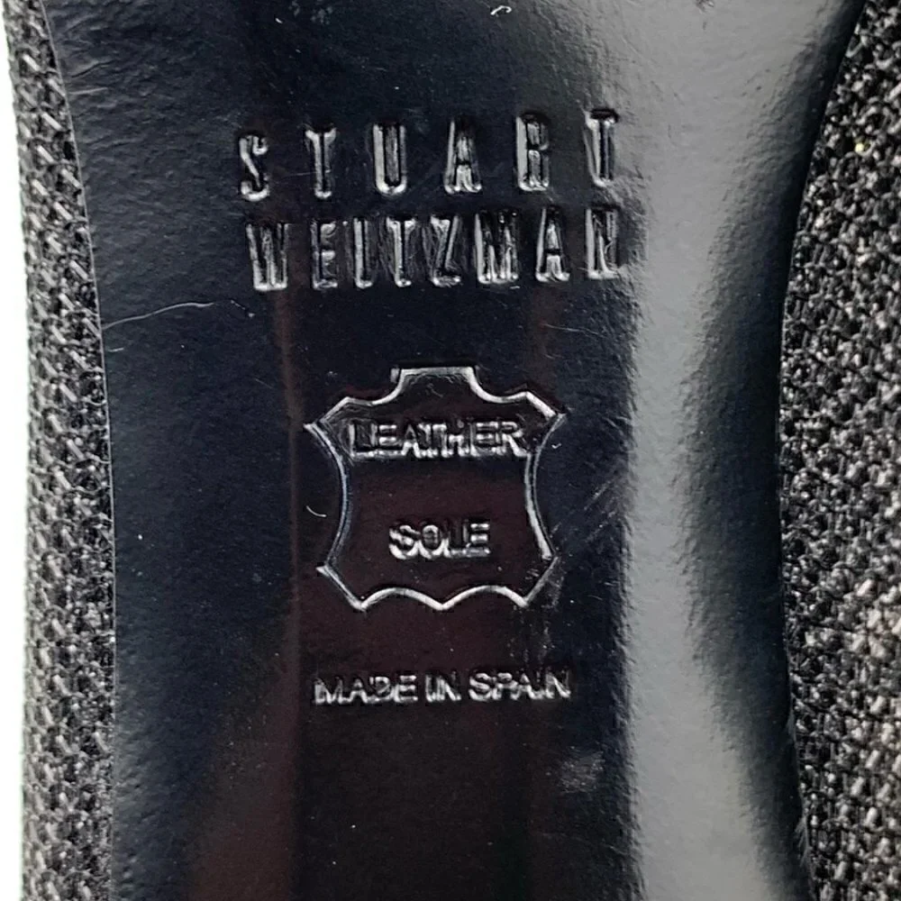 Stuart Weitzman heels size 6 black silver gem